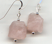 Rose quartz nugget earrings, click for larger picture